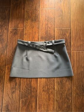 Princess Polly Gray Mini Skirt with Grommet Belt Accent